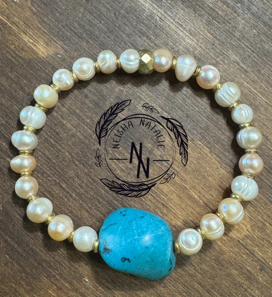 Freshwater Pearl & Turquoise Bracelet