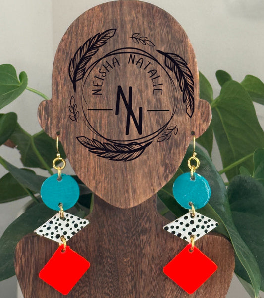 Tri Shape Leather Earring