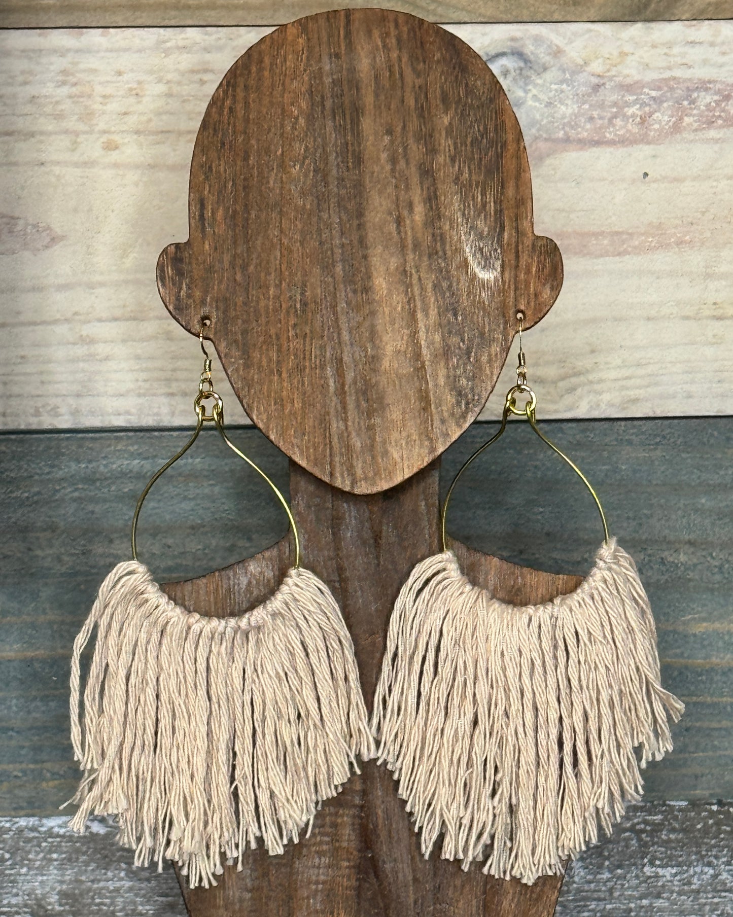 Fringed Beige Earring