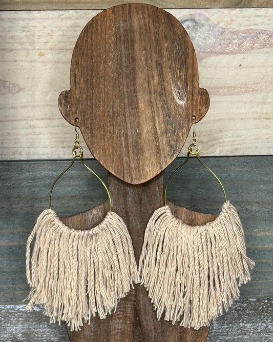Fringed Beige Earring