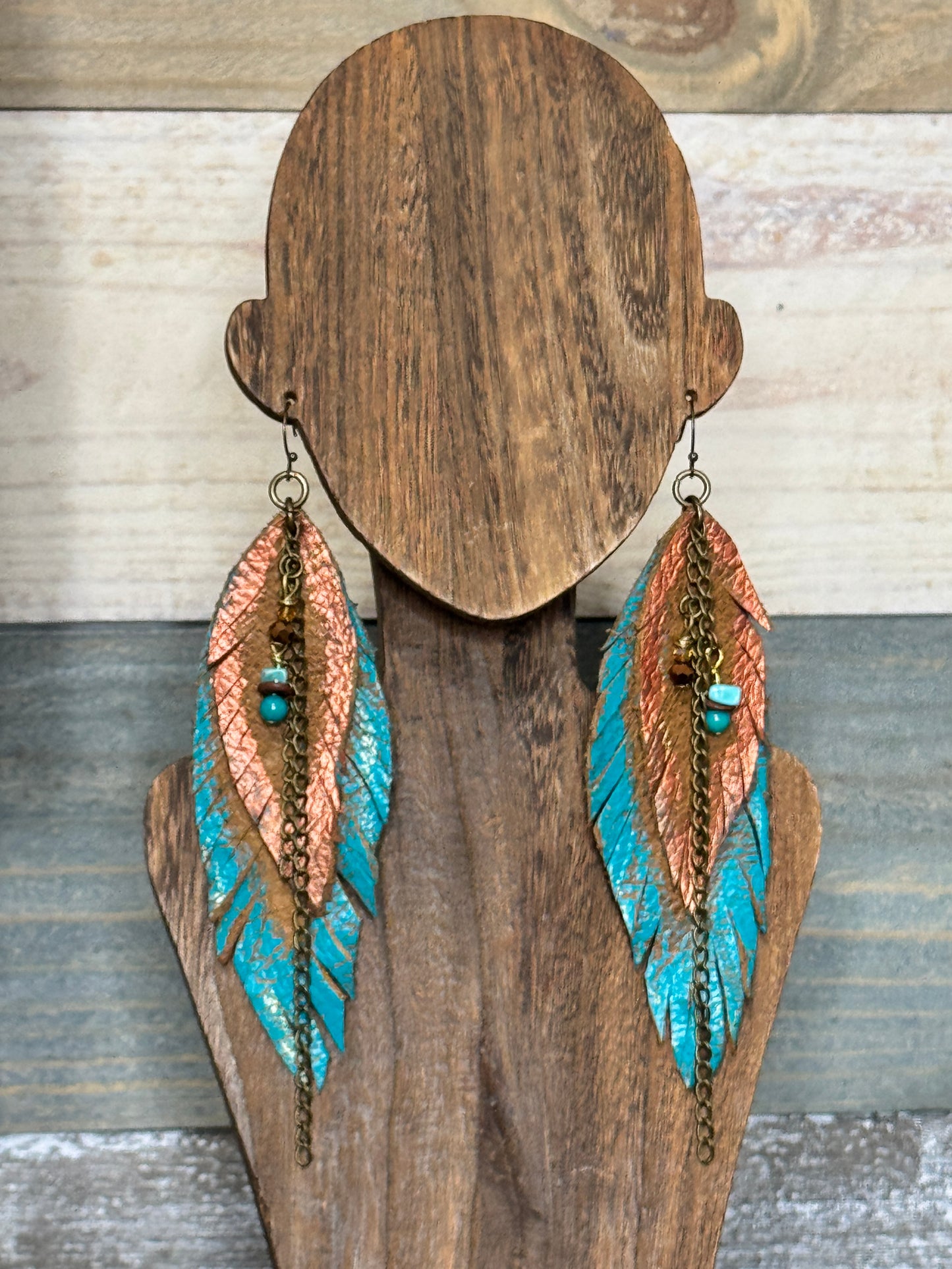 Leather Feather Earring