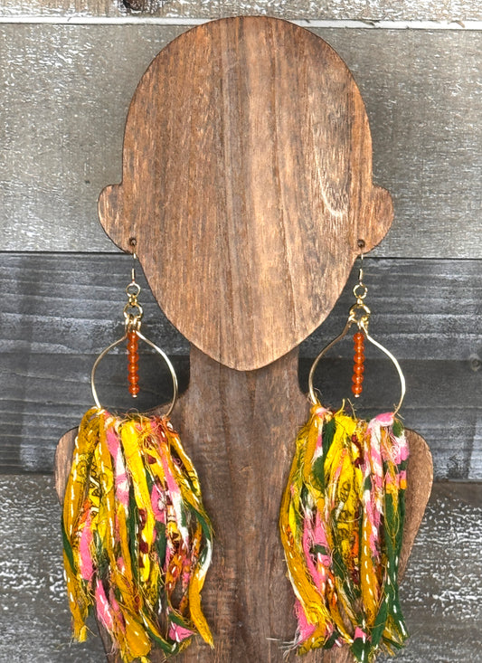 Kantha & Gemstone Earring