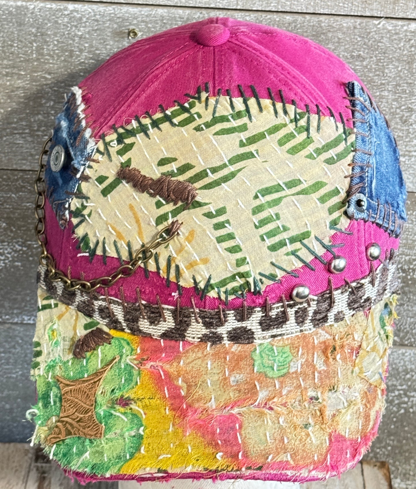Fuschia Kantha Cap