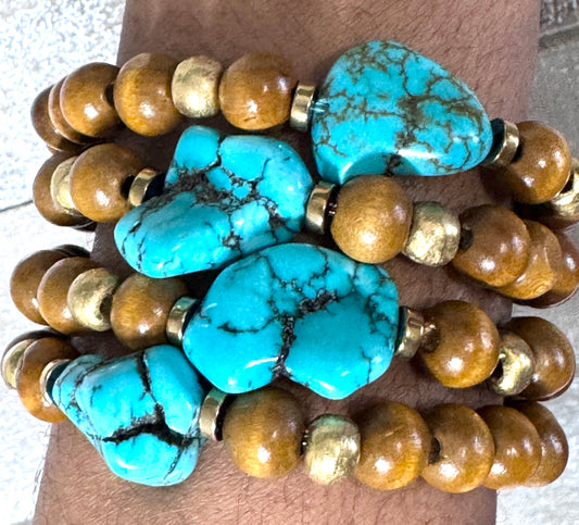 Turquoise & Wood Quad