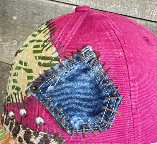 Fuschia Kantha Cap