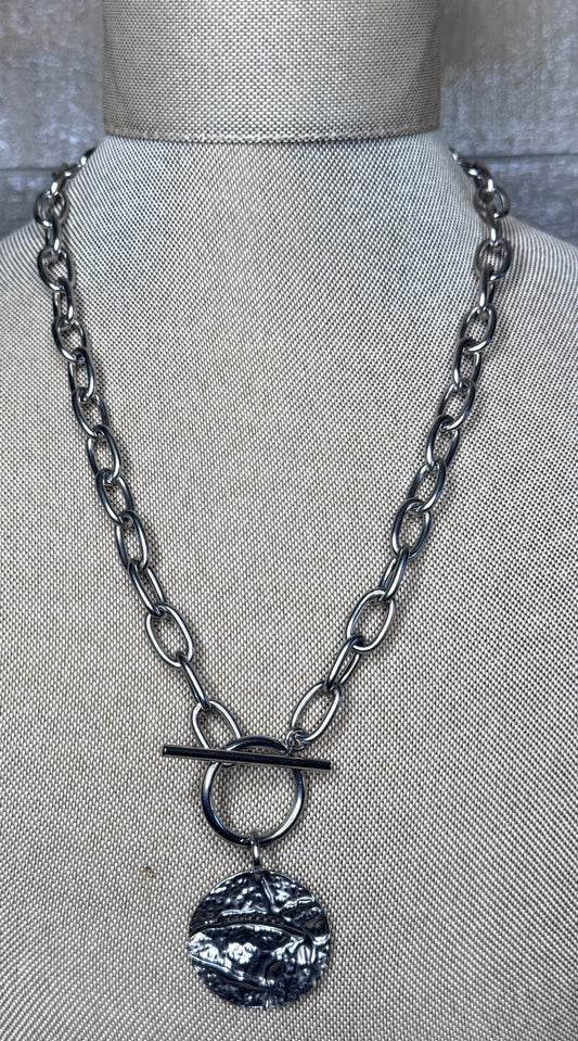 Stainless Heart Toggle Necklace