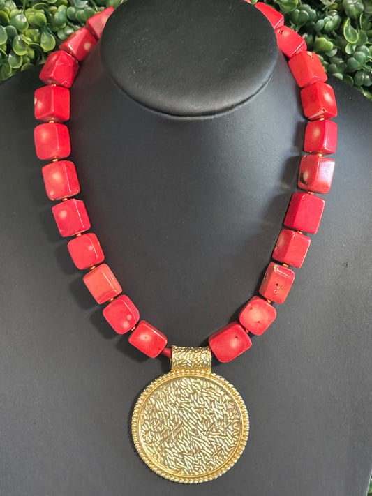 Coral Block Necklace