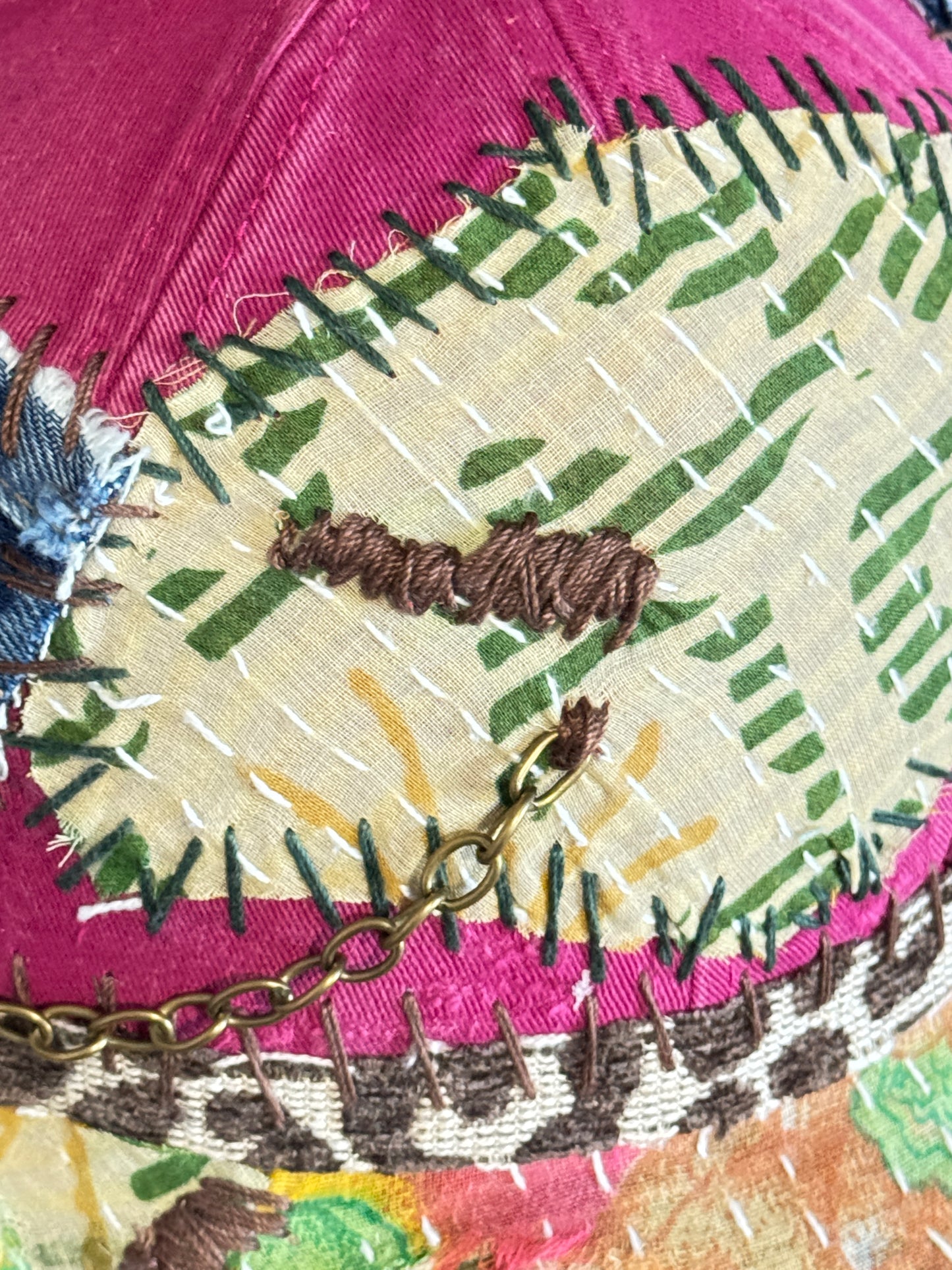 Fuschia Kantha Cap