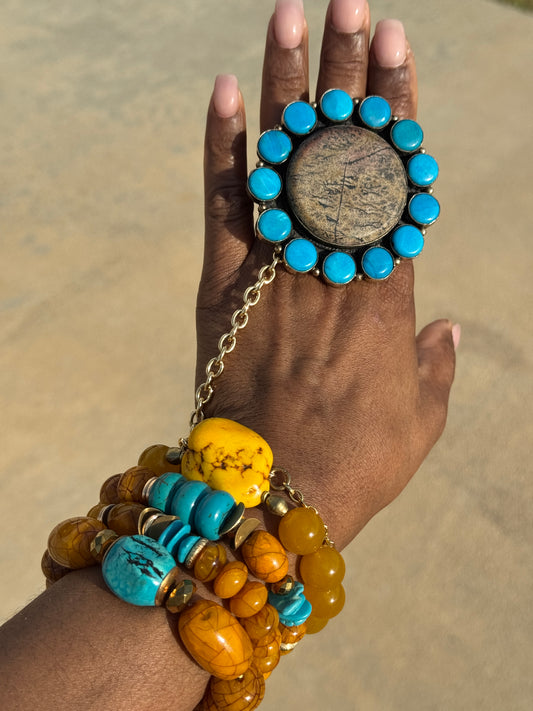 Mustard Splashed Turquoise Stacker