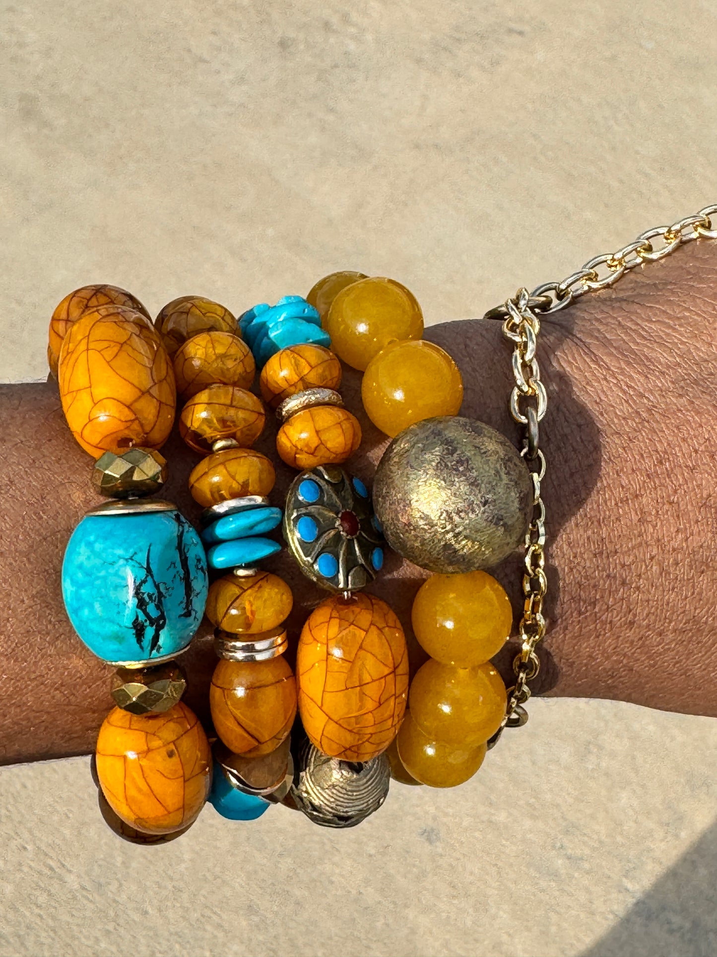 Mustard Splashed Turquoise Stacker